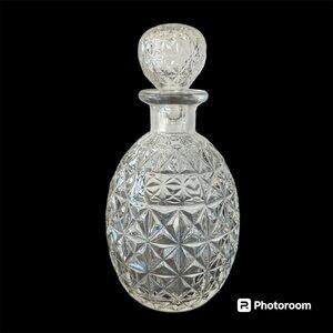 Vintage Pressed Glass Decanter With Stopper - 9 Inches Tall